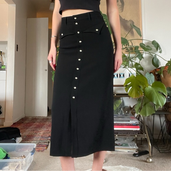 NWT NANUSHKA LONG BUTTON FRONT BLACK MIDI MAXI SKIRT XS - Picture 7 of 9